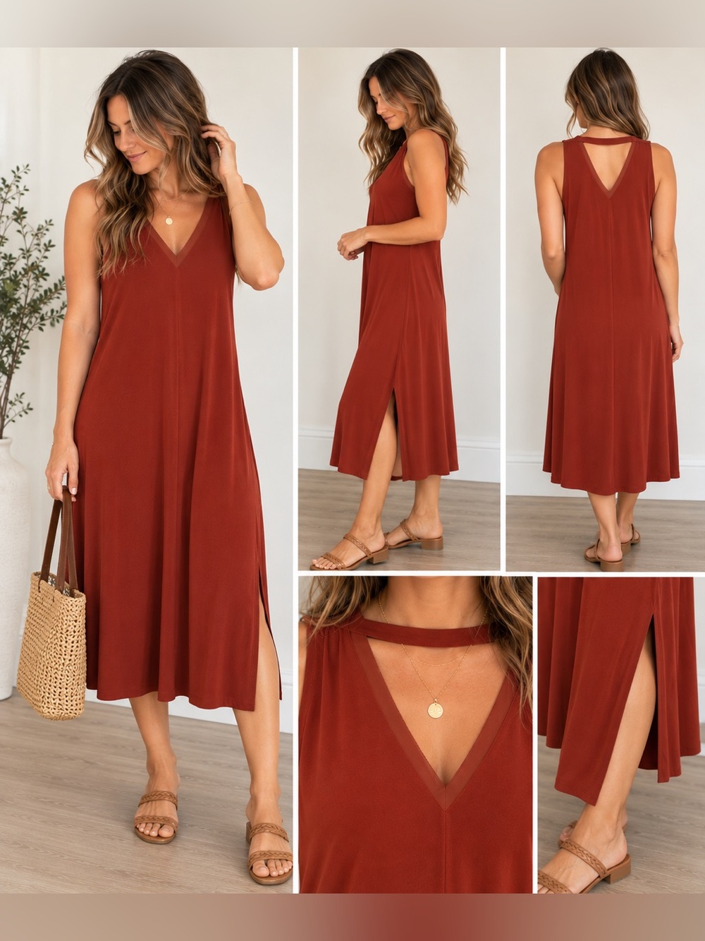 Banana Republic Rust Red Midi Dress